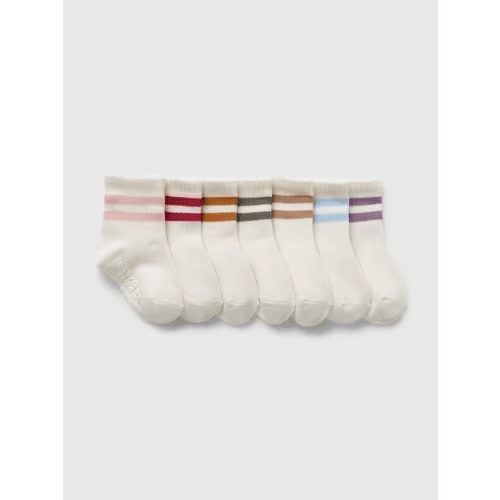 Baby & Toddler Varsity Stripe Quarter Crew Socks (7-Pack) | Gap