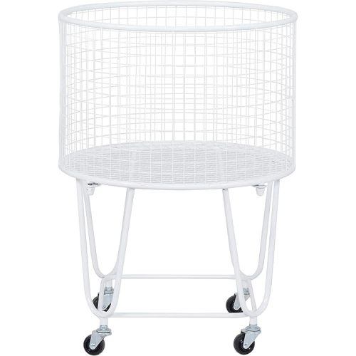 Deco 79 Metal Round Storage Cart with Wheels, 18" x 18" x 24", White