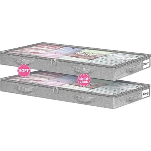 3-in Low Profile Under Bed Storage, No Structure, 2-Pack, Gray