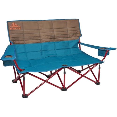 Kelty Low Loveseat Double 2 Person Camping Chair, Two Person Foldable Seat for Festivals, Concerts, Tailgates, Beach Days, Low Seat Height