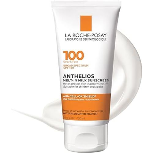 La Roche-Posay Anthelios Melt-In Milk Sunscreen SPF 100, Sunscreen For Body & Face, Broad Spectrum SPF + Antioxidants, Oil Free, For Sun Sensitive Skin, Oxybenzone Free