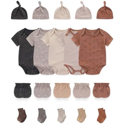 Baby Boy Girl Bodysuit Set 20-Piece Unisex Baby Clothes Outfit and Accessories