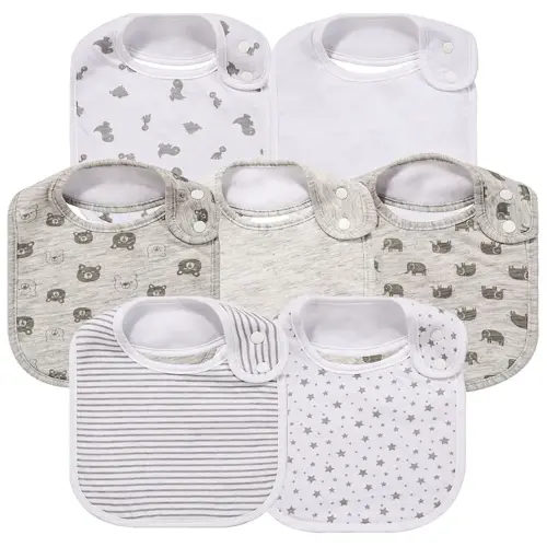 7 Pack Baby Cotton Absorbent Bibs for Drooling Teething