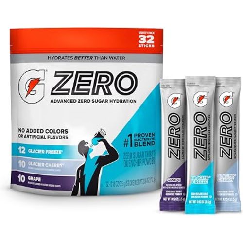 Gatorade Zero Sugar Powder, 3 Flavor Variety Pack, (32 Servings)