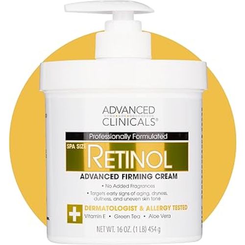 Advanced Clinicals Retinol Body Lotion & Face Moisturizer | Visible Anti Aging Skin Care Retinol Body Cream For Women & Men Targets Look Of Fine Lines, Wrinkles, & Crepe Looking Dry Skin, 16 Ounce