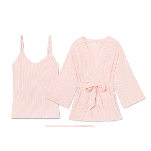 LAKE | Women | DreamModal™ Pajamas | English Rose Pencil Stripe Maternity Kimono Bundle