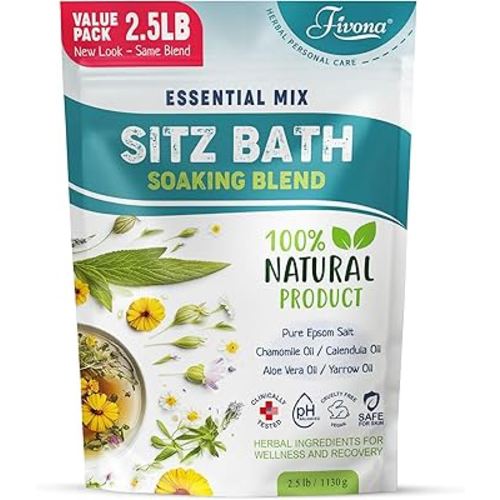 Hemorrhoid Treatment 40oz, Fivona Sitz Bath Salts, Postpartum Soaking Blend Epsom Salt with All Natural Oils for Self Care, Bartholin Cyst Treatment, Large Value Pack