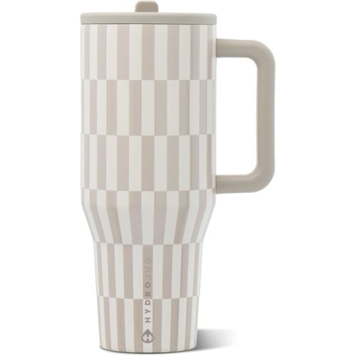 HydroJug Traveler 32oz, Insulated Tumbler with Handle & Straw, Latte