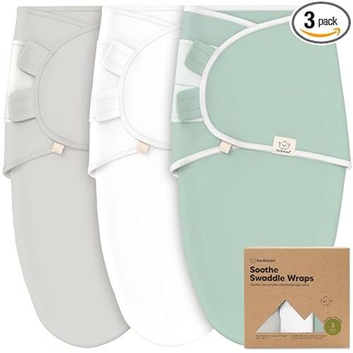 3-Pack Organic Baby Swaddle Sleep Sacks - Swaddles for Newborns, Infant 3-6 Months, Baby Girls, Boys, Soft & Snug Newborn Sleep Sack, Nursery Swaddling Blankets (Sage, L)