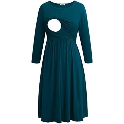 Smallshow Women's Maternity Nursing Dress 3/4 Sleeve Dress for Breastfeeding
