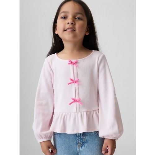 Baby & Toddler Bow-Front Rib Peplum Top | Gap