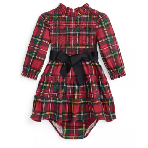 Ralph Lauren Childrenswear Baby Girls Plaid Smocked Cotton Dress & Bloomer | Belk