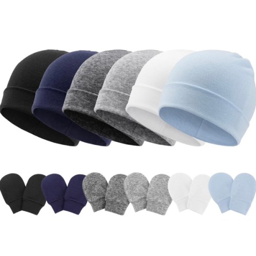 Newborn Baby Hats and Mittens Set Infant Beanie Cap Toddler Gloves Newborn Hospital Hats for Baby Boys Girls Kid 0-6 Months