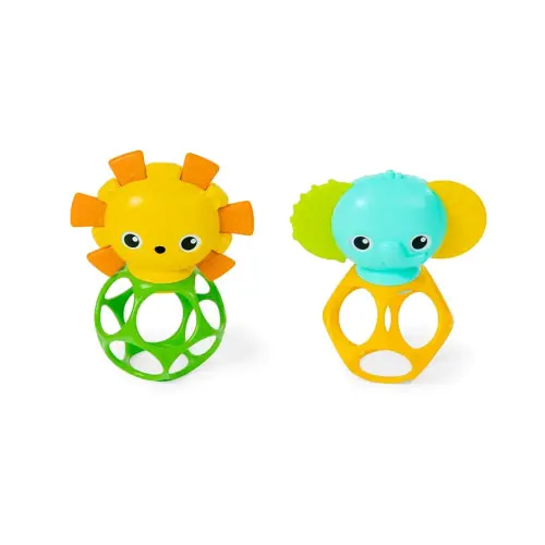 Bright Starts Soother Pals Easy-Grasp Teether Toys, 2-Pack Lion and Elephant Characters, BPA Free, Unisex, Ages Newborn +