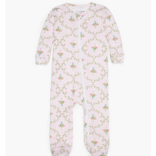 The Footie Pajama - Light Pink Trellis