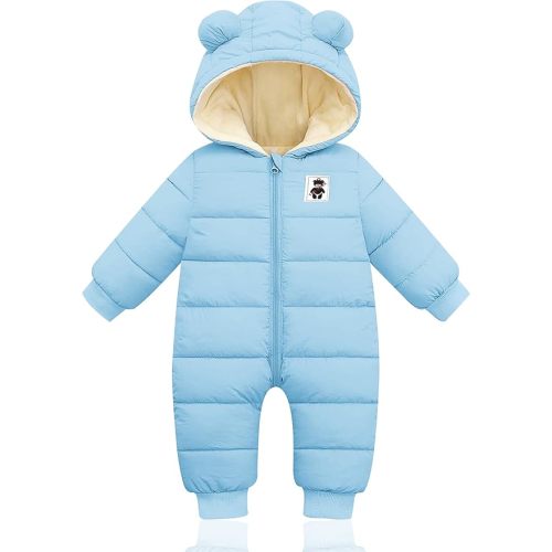 XMWEALTHY Baby Clothes Cute Infant Toddler Snowsuit Warm Newborn Boy Girl Winter Coats Hooded Zip Jumpsuit