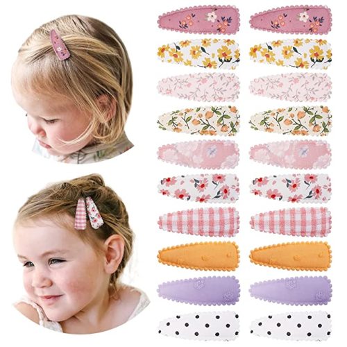 40 Pcs Girl Hair Clips Floral Print Toddler Hair Clips Non Slip Wrapped Snap Hairpins for Kids Barrettes Hair Accessories for Baby Toddler Girls（Pink）