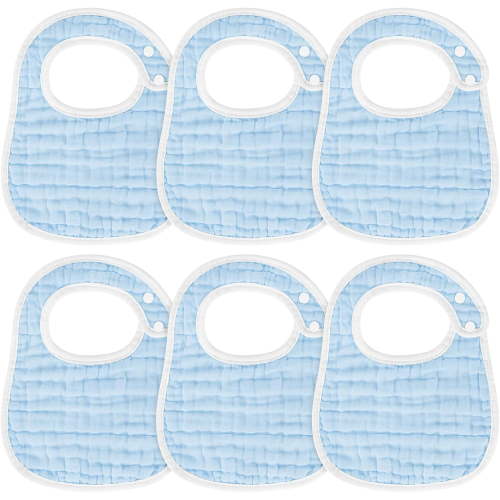 Muslin Bibs, 6 Pack Soft Cotton Bandana Drool Bibs Towel Washcloth for Daily Use