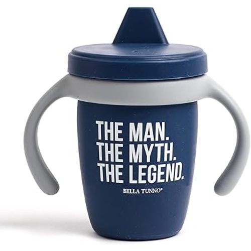 Bella Tunno Happy Sippy Cup - Transition Sippy Cups for Baby 6 Months and Older with Removable Handles and Non-Toxic, BPA Free Silicone, The Man The Myth The Legend, 8 oz