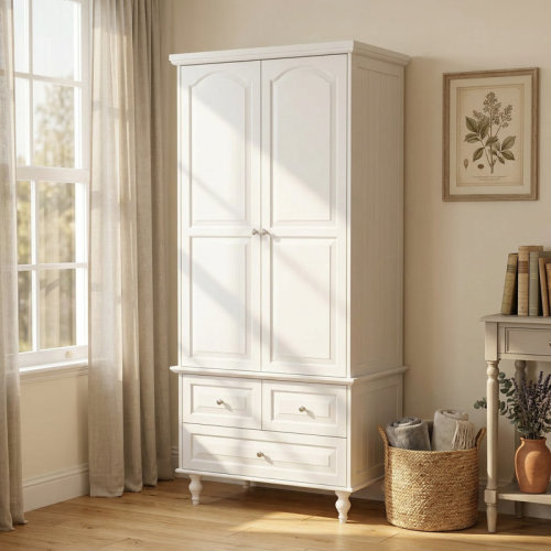 Lark Manor™ Talisha Freestanding Wooden Wardrobe Armoire with 3 Drawers & Reviews | Wayfair