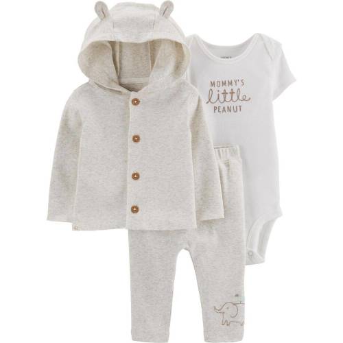 3-Piece Peanut Little Cardigan Set - Heather - 6M