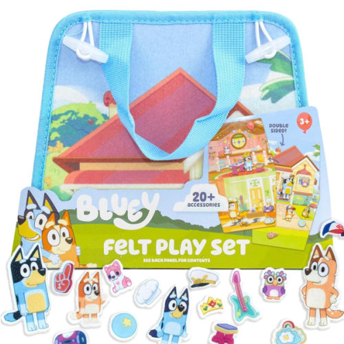 Bluey Felt Playhouse, Double-Sided Play Scene with Built-in Storage, 20 Felt Characters & Accessories