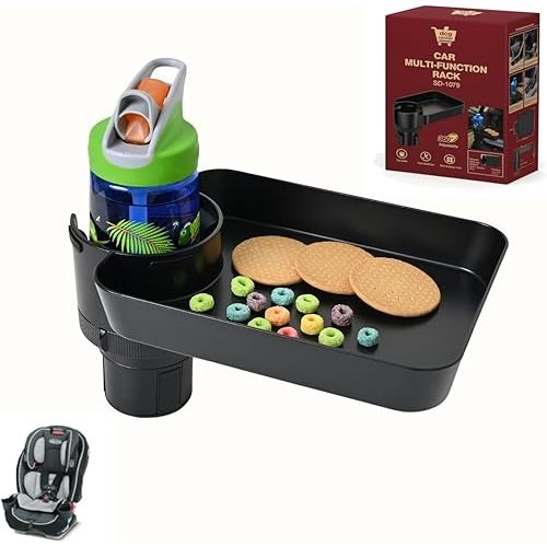 Car Seat Tray for Kids, Adjustable Base Seat Tray, Car Seat Snack Tray, Car Seat Cup Holder Tray, Seat Tray for Kids Travel, Car Seat Tray for Toddler, Family Road Trip Essentials for Kids