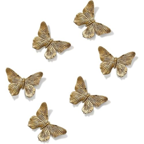 GUSFREUD 3D Butterfly Wall Decor Set – Resin Wall Decor for Living Room, Bedroom, Bathroom, Dining Room, Outdoor and Gallery Walls - Antique Copper - Set of 6