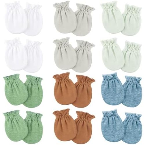 BQUBO 12 Pairs Baby Mittens Newborn Infant Mittens No Scratch Cotton Elastic Wrist Gloves for Boys Girls 0-6 Months