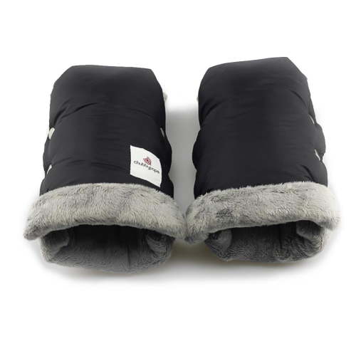 Ltesdtraw 2pcs Waterproof Pram Stroller Mitten Winter Warm Gloves Hand Muff (Black)