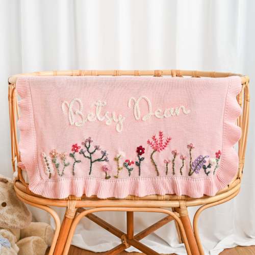 Heavy-Duty Hand-Knitted Floral Name Blanket – KnittyBaby