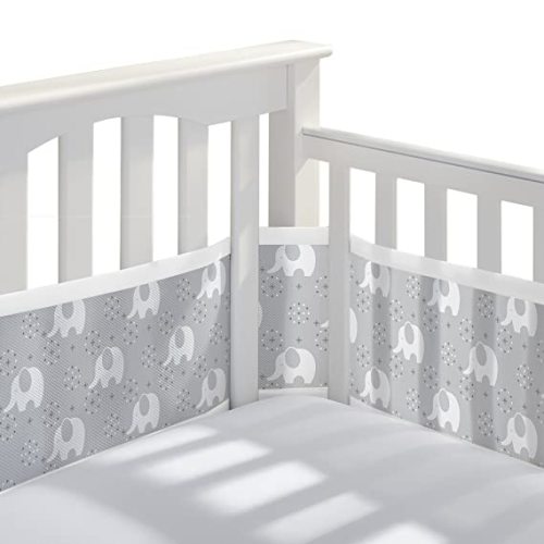 BreathableBaby Breathable Mesh Liner for Full-Size Cribs, Classic 3mm Mesh, White (Size 4FS Covers 3 or 4 Sides)