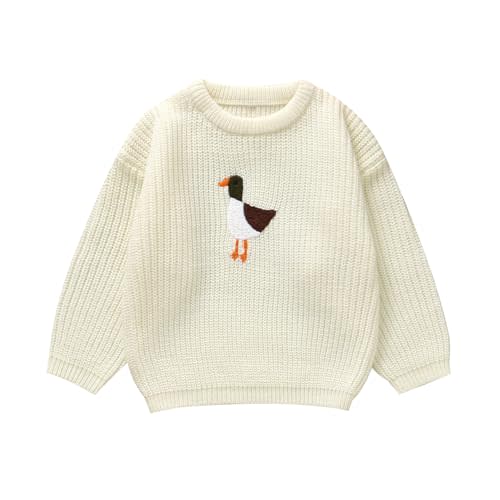 Toddler Girl/Boy Sweater Cute Animal Embroidered Sweater Fall Winter Chicken/Goose/Duck Outfit 1-5Y