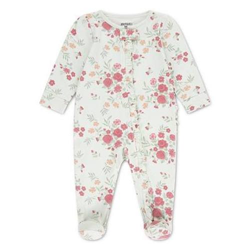 Newborn Baby Girls Huggies Babywear 100% Organic Floral Footed Coverall