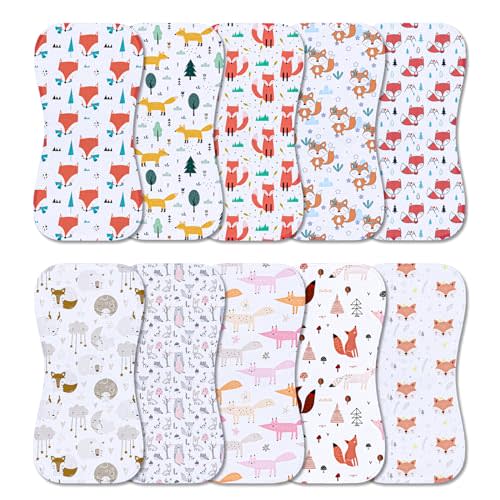 Benoxine 10-Pack Burp Cloths for Baby Boys and Girls - Organic Baby Burp Cloth,Baby Washcloths, Burp Rags, Large Neutral Burp Clothes for Newborn
