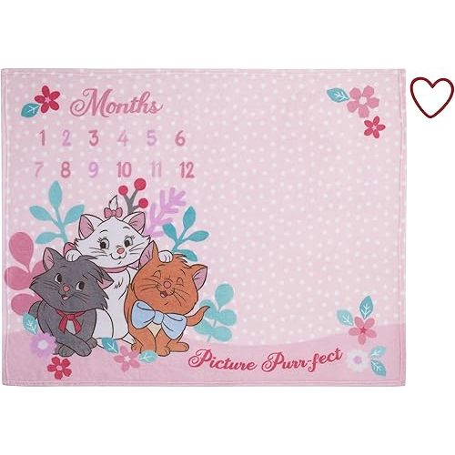 NoJo Disney Aristocats Pink Picture Purr-FECT Super Soft Photo Op Milestone Baby Blanket