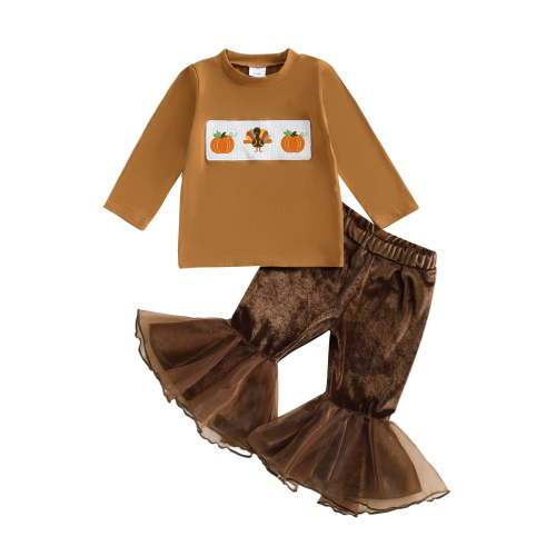 Kogui Girls Clothing Sets Toddler Girl Clothes Baby Girl Long Sleeve Top + Jeans Pants with Pockets 2 Piece Outfit Clothing Set Size 3 6 Months (Brown,3-6 Months)