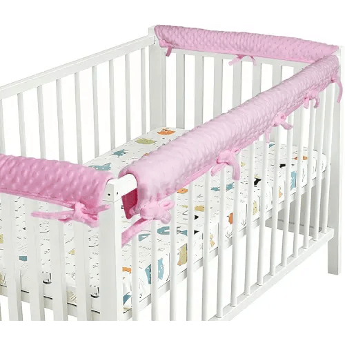 Breathable Rail Guard Teething Coverage Strapss Furniture Rail Edge Protection Strips Covers Mesh Sets (3pc-Pink)