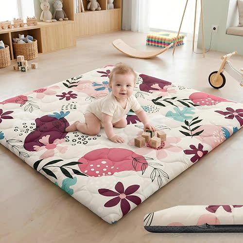 PaPaMat 1.6" Thick Baby Play Mat, 50x50 Removable & Machine Washable Cover