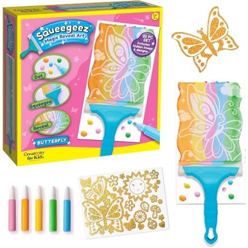 Creativity for Kids Squeegeez Magic Reveal Craft Kit: Butterfly - Kids Painting Art Activity, Gifts for Girls and Boys (Ages 7+)