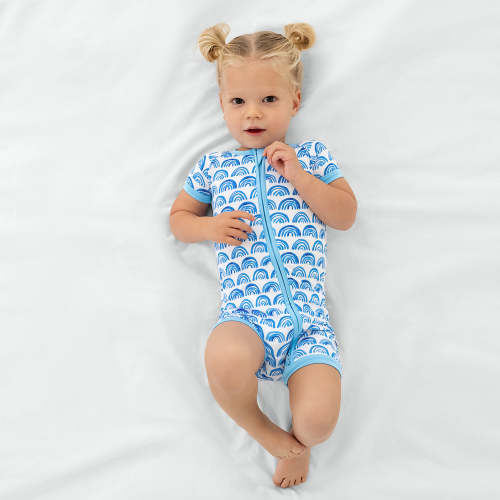 Blue Rainbows Shorty Zippy - Little Sleepies (0-3mo)