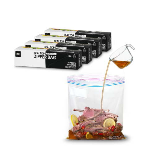 Gallon Zip Storage Bags, 200 Count, Double Zipper Seal, Easy Grip Open Tabs