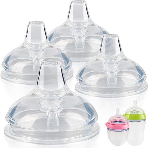 Sippy Spout Nipples for Comotomo Baby Bottles,100% Soft Silicone Sippy Cup Nipples,Variable Flow Conversion Nipple,6+ Months,4 Count