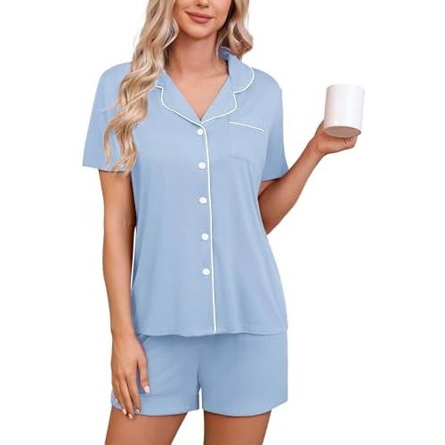 HNG Pajama Sets for Women 2 Piece PJ Sets Short Sleeve Lounge Set Fashion Sleepwear XS-3XL