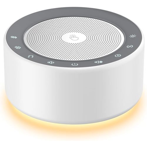 Kipcush White Noise Machine with Night Light – Nursery Sound Machine with Soft Non-Glare Lamp, 30 Soothing Sounds, 8 Color Lights, Up to 8-Hour Timer for Baby & Adults