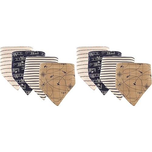 Hudson Baby Unisex Baby Cotton Bandana Bibs, Airplane, One Size (Pack of 2)