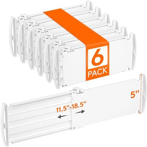 Lifewit Drawer Dividers for Clothes, Adjustable Drawer Organizers, Expandable Dresser Drawer Organizers, Shelves Dividers for Closet, Dresser, Bedroom, Kitchen, 10.5-16.5" Long 3.2" High, 4 Pack