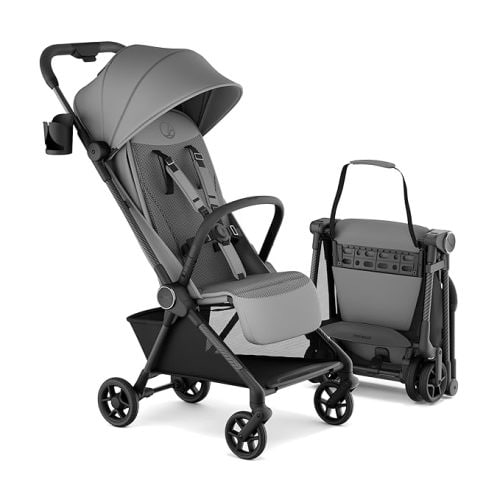 Mompush Nexis Carbon Travel Stroller, Ultra-Lightweight 11.5 lbs, Compact & Airplane Carry-On Approved, One-Second Auto-Fold, One-Hand Full Recline, from Birth to 50 lbs, JPMA Certified