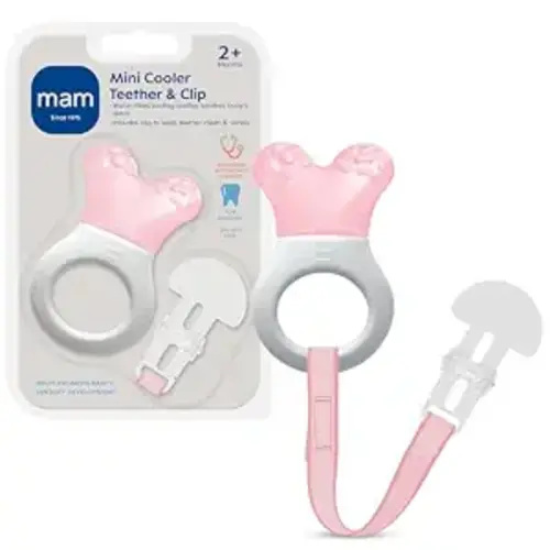 MAM Mini Cooler Lightweight Baby Teether with Clip 2+ Months 1 Pack