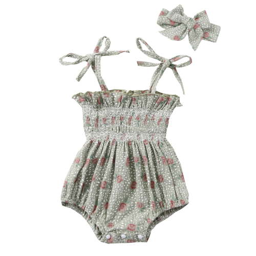 MANHUJI 9-12 Month Girl Clothes Toddler Babys Girls Summer Newborn Floral Climbing Suit Romper Bodysuit Outwear Fashion Baby Boy Sleepers 3-6 Month Girl Clothes Baby Clothes Girl (Green,100)